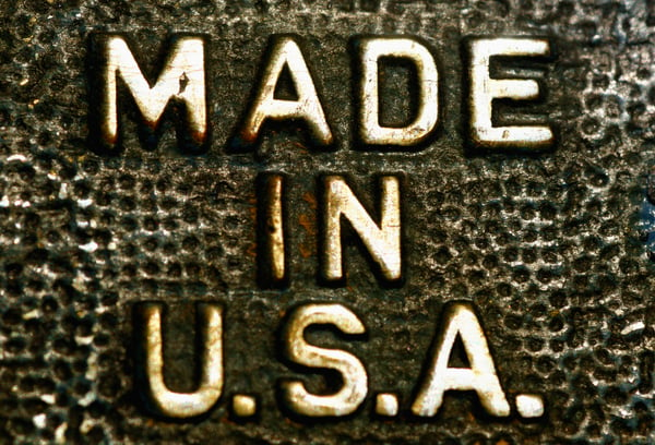 Made in U.S.A. Raised letters on Metal